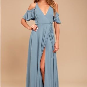 Lulus Cold Shoulder Wrap Maxi Dress